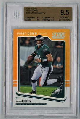 2018 Score First Down Gold /10 Carson Wentz BGS 9.5 Pop 3!! Choice of 3.. - Image 1 of 4