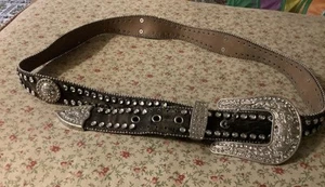 Blazin Roxx Western Rhinestone Leather Belt Brown Camo Print SZ XL Cowgirl - Picture 1 of 4