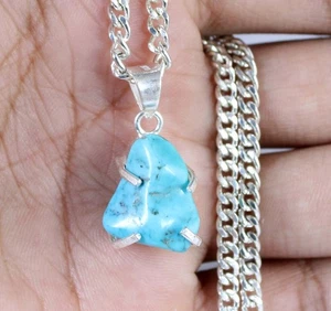 12.25 CT Naturale Arizona Blu Turchese Certificato Gemma Rough Ciondolo Vedi VDO - Foto 1 di 6
