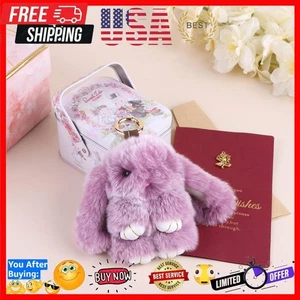 Portachiavi coniglietto soffice carino pelliccia vera portachiavi borsa peluche coniglietto portachiavi - Foto 1 di 33