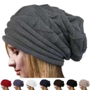 Damen Herren Strick Slouchy Baggy Beanie Oversize Wintermütze Ski Fleece Slouchy Cap - Bild 1 von 31