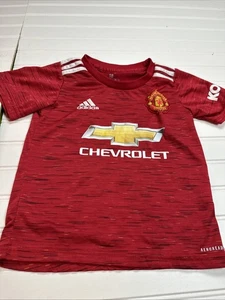 Adidas Manchester United Youth Kids Size 18 Soccer Jersey Red Home Chevrolet - Picture 1 of 7