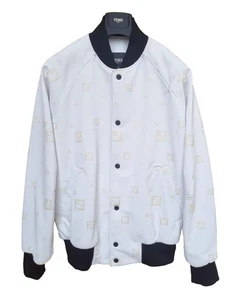 Fendi Men's Oversized Bomber Jacket FAA860 AKGK F0W42 White L - Picture 1 of 8