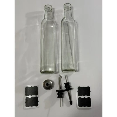 Conjunto de frasco dispensador de óleo pacote com 2 vinagre de azeite de oliva de vidro com acessórios 500 ml - Imagem 1 de 4