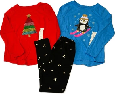 New 3-Piece Lot of Cat & Jack Holiday Shirts & Leggings Outfits Size M 8 NWT - Image 1 of 4
