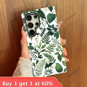 For Samsung Galaxy S25 Ultra S24 S23 S22FE Phone Case Protective Case Green Leaf - Picture 1 of 8