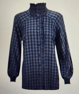 CABI ABERDEEN SHIRT #3961 NAVY/BLACK CHECK WOMENS XS LONG SLEEVE NWT $118 - Picture 1 of 15