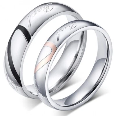 Partnerringe Freundschaftsringe Verlobungsringe Eheringe Edelstahl Silber Herz - Bild 1 von 4