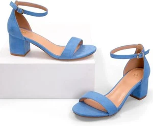 Zapatos de salón MySoft para mujer punta abierta con correa ajustable para el tobillo y tacón bloque - Imagen 1 de 12