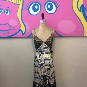 Just Cavalli Roberto blau gelb satiniertes Kleid neu mit Etikett - Bild 1 von 11