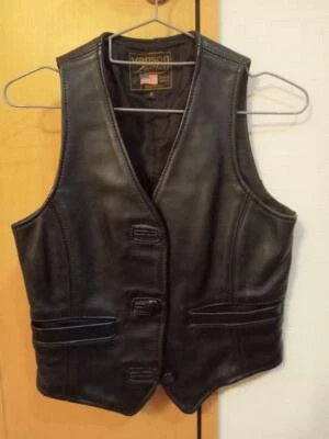 Vanson Punching Leather Jacket Vest Black Woman Ladies Size 8 Used   - Image 1 of 3