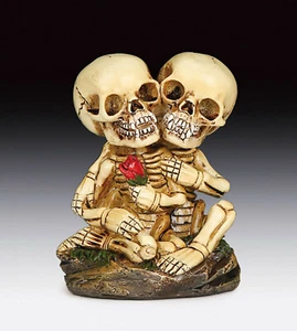 Estatuilla de amantes del esqueleto con calavera rosa estatua esqueleto Halloween - Imagen 1 de 2