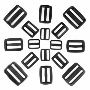 PLASTIC DELRIN 3 BAR SLIDES TRI GLIDE BUCKLES BLACK FOR WEBBING SIZE 20MM-50MM - Picture 1 of 13