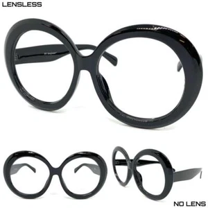 Oversize Exaggerated Retro Lensless Eye Glasses X-Large Round Frame Only NO Lens - Picture 1 of 6