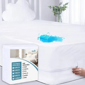6-Sided Zippered Mattress Encasement Waterproof Mattress Protector Breathable - Picture 1 of 7
