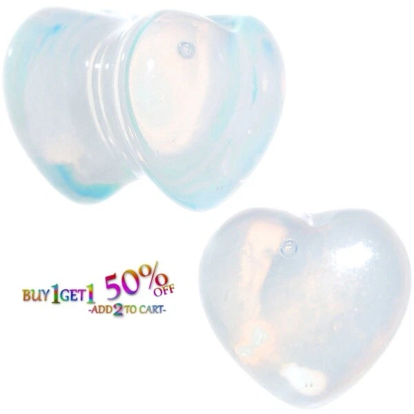 Par de enchufes de piedra corazón opalita 8g-25mm Túnel 2185 Foto 1 de 3