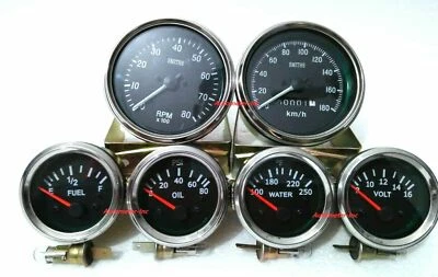 Smiths Replica Kit- Elec Temp + Oil + Fuel + Volt Gauge+Speedo +Tacho 85 mm - Image 1 of 3