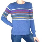 Wool Overs Blue Lambswool Rainbow Stripe Sweater