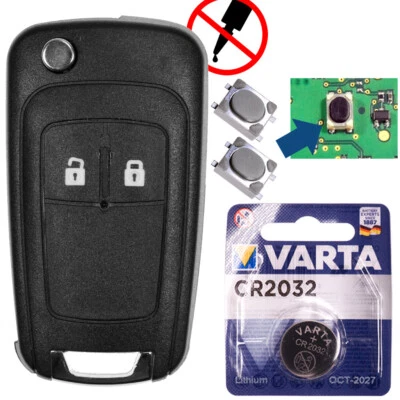 Funk Fernbedienung Gehäuse für OPEL Klapp Schlüssel + Mikrotaster + Batterie - Bild 1 von 4