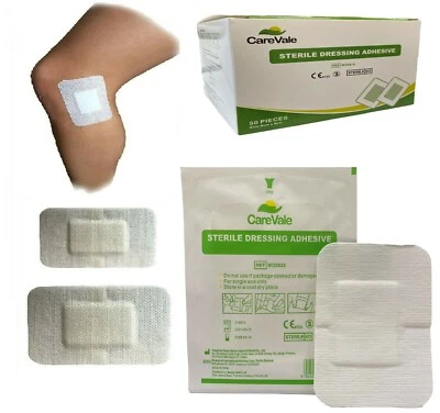 CareVale Adhesive Sterile Dressings - First Aid Plasters Cuts & Wounds, Burns