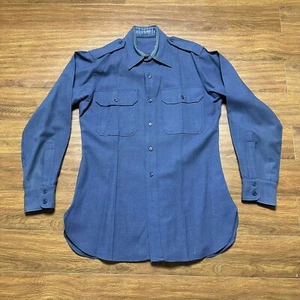 Camicia vintage anni 50 USAF blu flanella lana MC attività di fornitura 689 militare MIL-S-4863A - Foto 1 di 7