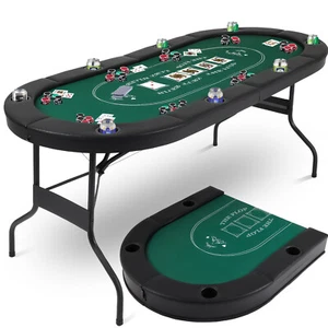 72 Inch Poker Table Foldable, 8 Player Folding Poker Table, Texas Poker Table - Picture 1 of 7