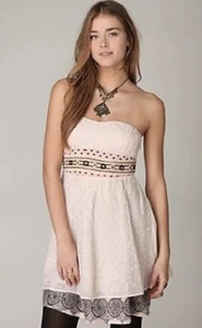 Vestido Free People Anthropologie Sin Tirantes Bordado Boho Hippie Gitano Talla 2 - Imagen 1 de 11