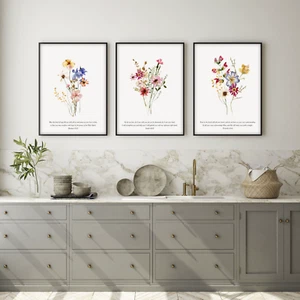 3er Set Bibelverse Wandbilder, Christliche Schrift Poster Römer, Jesaja - Bild 1 von 5