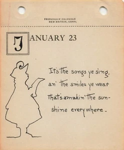 1926 Janet Robinson Kalenderblatt Caroler singendes Gedicht handgefärbt Line-Art - Bild 1 von 3