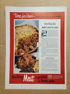 SEXIST Vintage 1950's 1951 Print Ad Meat Pie What a Woman Has In Her Head - Picture 1 of 1