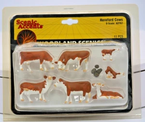 O Gauge Woodland Scenics A2767 Scenic Accents Hereford Cows (11) PCS 1:48 Scale - Picture 1 of 9