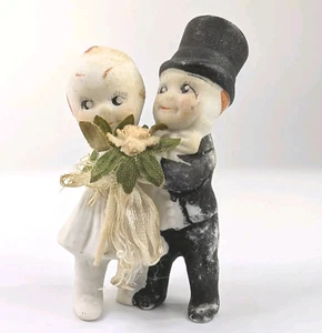 Antique Miniature Bisque Kewpie Doll Bride & Groom 3 inch - Picture 1 of 8