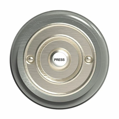 Traditional Round Wired Doorbell in Grey Ash and Brushed Nickel Cover