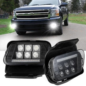 Pair Front LED Fog Lights DRL 6000K For Silverado 1500 03-2006 Avalanche 02-06 - Picture 1 of 12