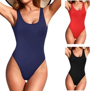 Womens Swimming Costume | Tummy Control One Piece High Cut Low Back - Picture 1 of 46
