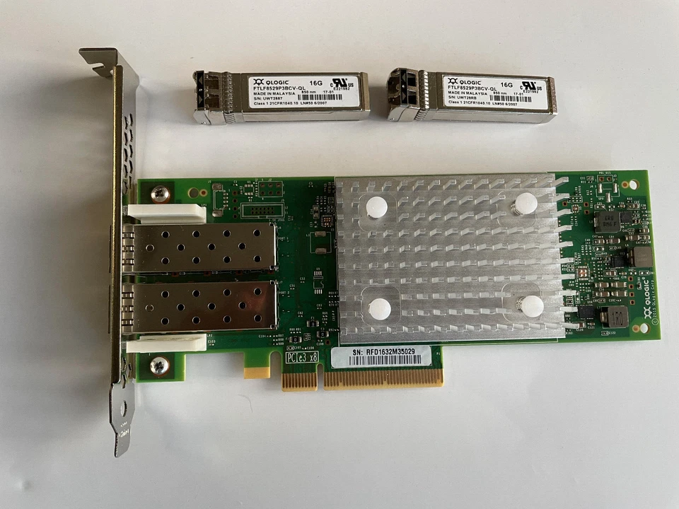 QLogic QLE2692  Dual Port 16GB SFP+  HBA Lenovo 01CV763 +2 SFP - Image 1 of 1