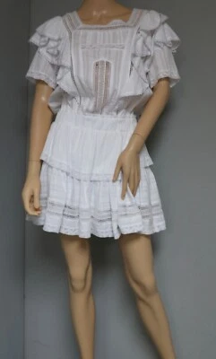 OLIVACEOUS WOMEN'S SIZE L WHITE RUFFLE MINI DRESS OPEN BACK - Image 1 of 4