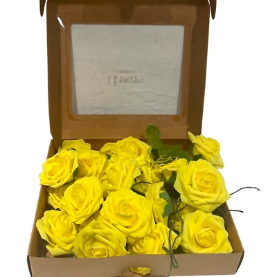 22 Lings Moment 3" Roses Artificial Flowers Realistic yellow faux Bridal Wedding - Image 1 of 4