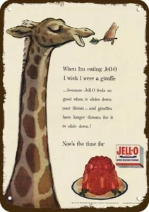 1955 GIRAFFE Loves JELLO Vintage-Look-Edge DECORATIVE REPLICA METAL SIGN - Picture 1 of 1