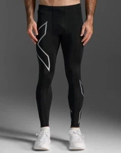 2XU Men's Core Compression Tights Black/Silver Size M Medium MA3849b - Picture 1 of 4