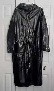 ASOS MNG Mango vinyl parka jacket in black Size M - L - Picture 1 of 11