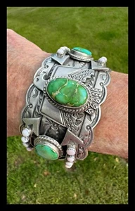 NAVAJO ~SONORAN GOLD ~ TÜRKIS ~ ROSA MUSCHEL ~ THUNDERBIRD ~ ARMBAND ~LEROY JAMES - Bild 1 von 10