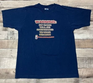 NBA Shirt Youth Large Blue Warning My Game Will Be Hazardous Basketball - Picture 1 of 10