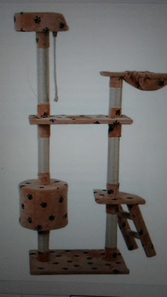 Hamaca rascadora de muebles condominio torre árbol gato 60" gatito casa mascota pata beige Foto 1 de 4