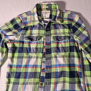 Abercrombie & Fitch Shirt Mens M Green Flannel Plaid Button Up Muscle VTG Y2K - Picture 1 of 8
