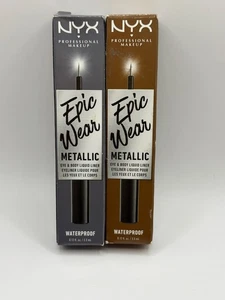 (2-PK) NYX Epic Wear Delineador Líquido para Ojos Cuerpo Metálico Impermeable Marrón Gunmetal - Imagen 1 de 3