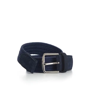 Loro Piana 595 $ geflochtener Baumwoll- und Wildledergürtel - Palladiumschnalle - Bild 1 von 11