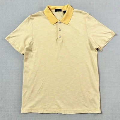 THEORY Bron D Striped Marigold Yellow Mens Polo Shirt Medium - Image 1 of 4