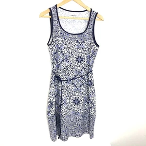 Lands' End-Sleeveless Shift Dress Blue/White Pattern with Belt- Size Small (6/8) - Picture 1 of 7