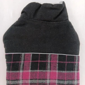 Eddie Bauer Dog Coat Medium Black Pink Plaid Colorblock Fleece Lined Jacket - Picture 1 of 10